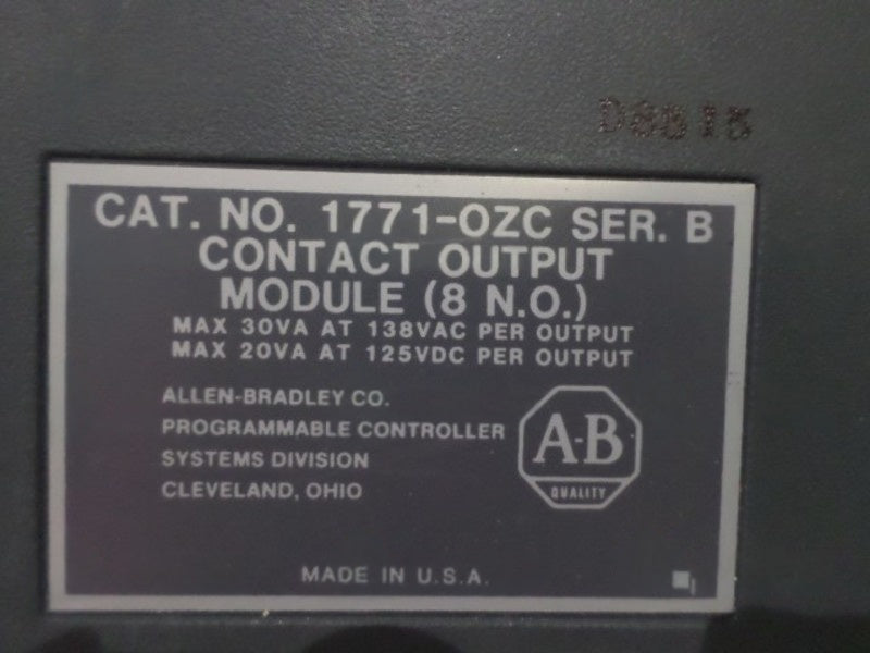 ALLEN BRADLEY 1771-OZC SER. B CONTACT OUTPUT MODULE  UNMP