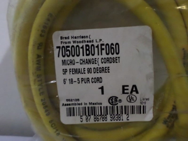 DANIEL WOODHEAD MINI-CHANGE 705001B01F060 FEMALE CORDSET NSMP