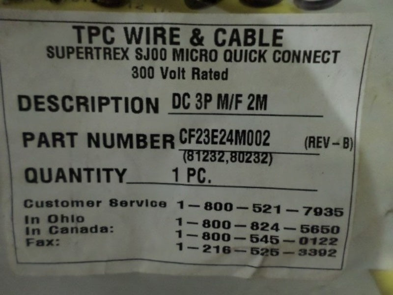 TPC SUPER-TREX CF23E24M002 QUICK-CONNECT CORDSET NSMP