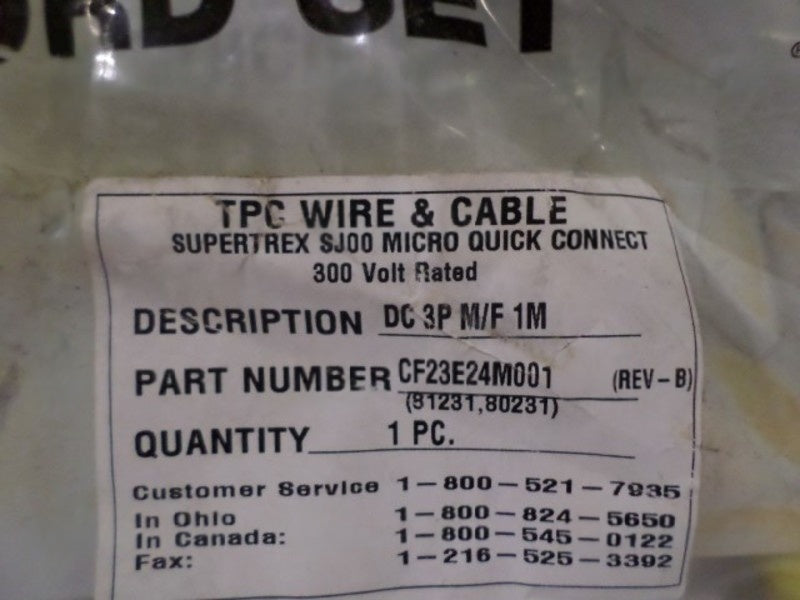 TPC SUPER-TREX CF23E24M001 QUICK-CONNECT CORDSET NSMP