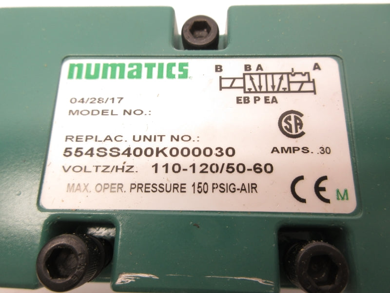 NUMATICS 554SS400K000030 110-120V .30A 150PSI NSNP