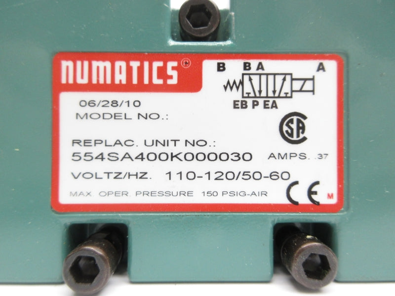 NUMATICS 554SA400K000030 110-120V .37A 150PSI NSNP
