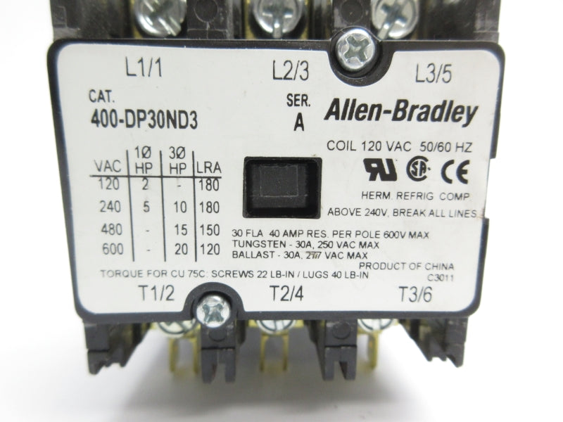 ALLEN BRADLEY 400-DP30ND3 SER. A 120VAC 40A NSNP