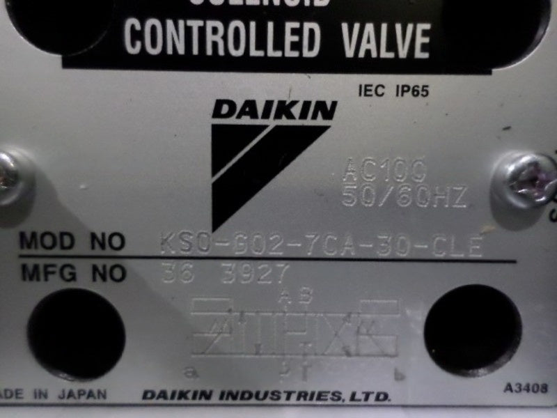 DAIKIN KSO-G02-7CA-30-CLE SOLENOID CONTROLLED VALVE NSNP