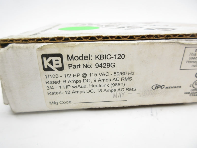 KB ELECTRONICS KBIC-120 9429G 115VAC 18A NSMP