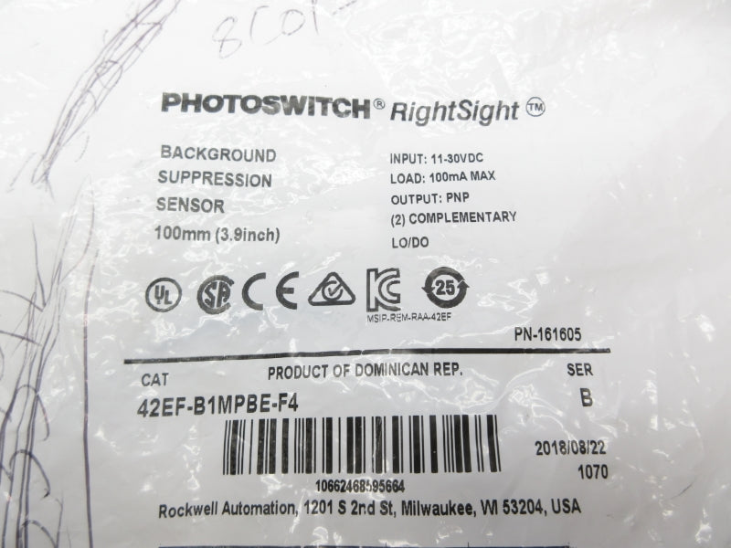ALLEN BRADLEY 42EF-B1MPBE-F4 SER. B 11-30VDC NSMP