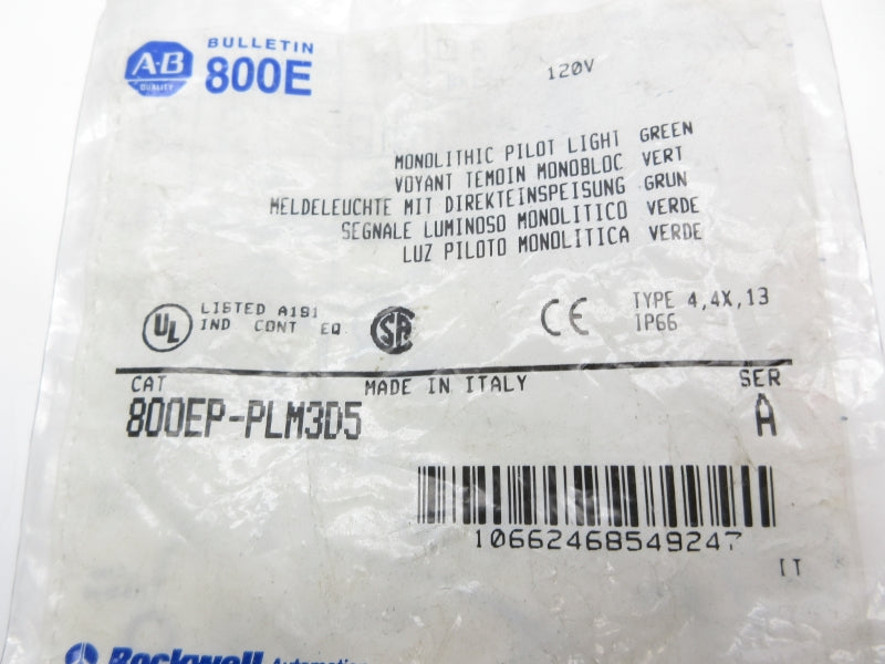 ALLEN BRADLEY 800EP-PLM3D5 SER. A 120V NSMP