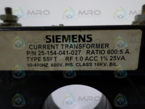 SIEMENS 25-154-041-027 CURRENT TRANSFORMER  UNMP