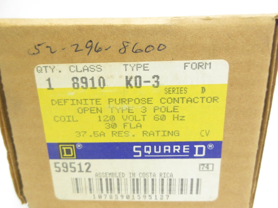 SQUARE D 8910KO3 SER. D 120V 30A NSMP