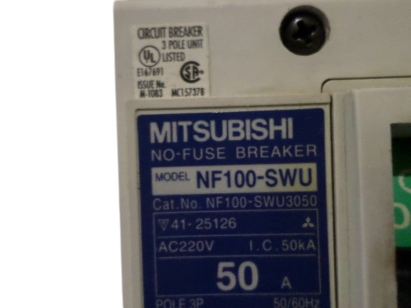MITSUBISHI NF100-SWU3050 CIRCUIT BREAKER 50A UNMP