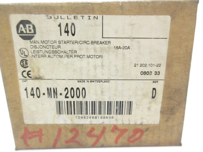 INDUSTRIAL SPARE PART 140-MN-2000 SER. D 16-20A NSMP