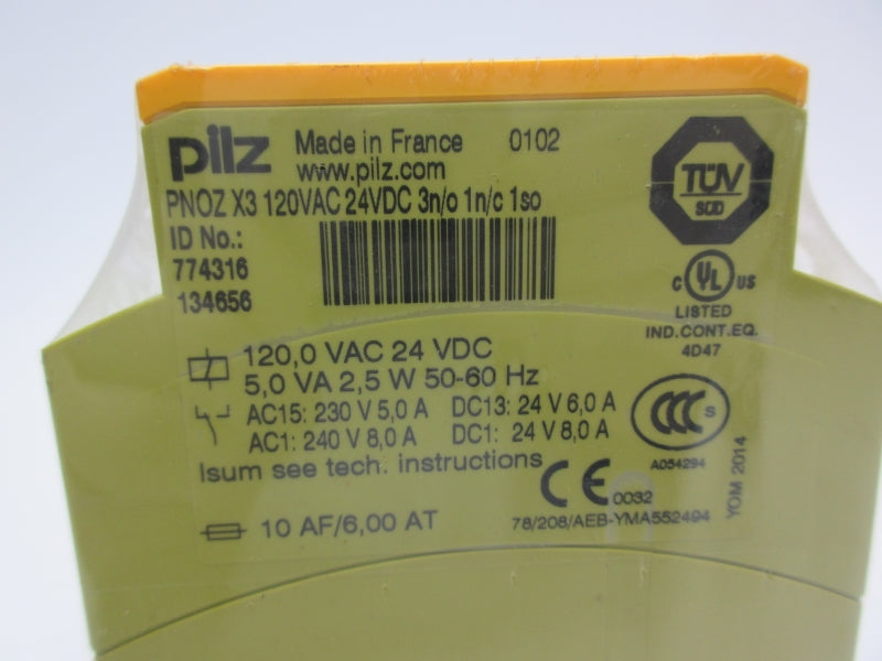 PILZ PNOZX3120VAC24VDC3N/O1N/C1SO 774316 120VAC NSMP