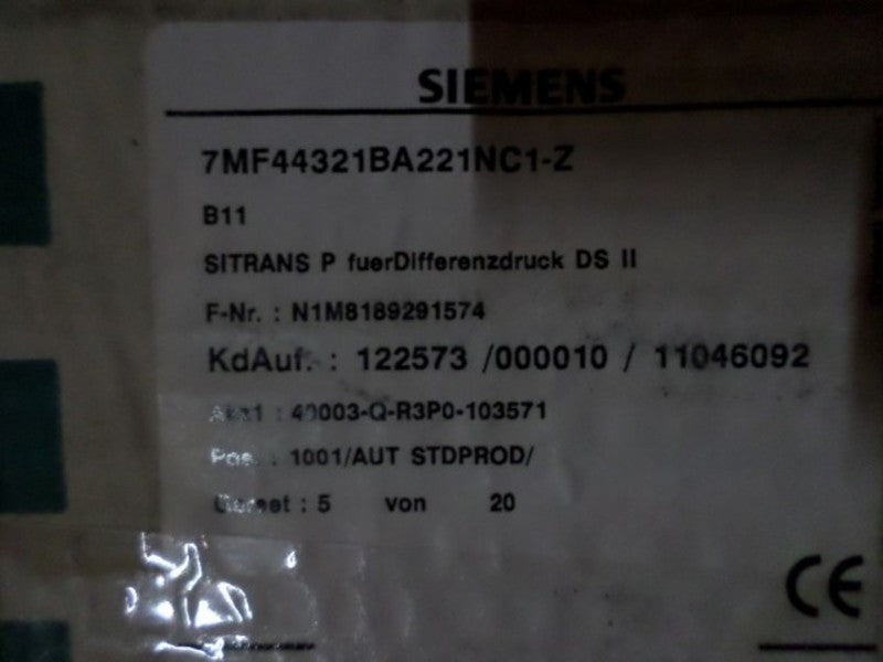 SIEMENS SITRANS 7MF44321BA221NC1-Z TRANSMITTER NSMP