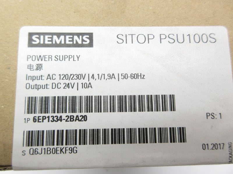 SIEMENS 6EP1334-2BA20 120/230VAC 4.1-1.9A NSFS