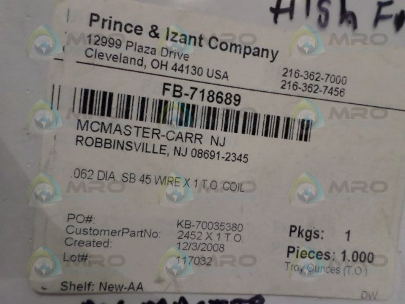 PRINCE/IZANT FB-718689 WIRE COIL NSMP