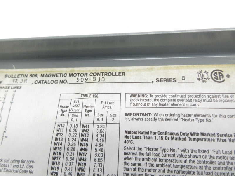 ALLEN BRADLEY 509-BJB SER. B UNMP