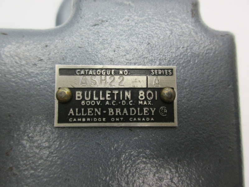 ALLEN BRADLEY 801-ASH22 SER. A 600VAC/DC NSNP