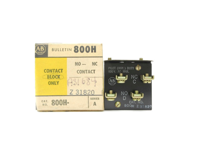 ALLEN BRADLEY 800H-Z31820 SER. A 600VAC (BK/YL) NSMP