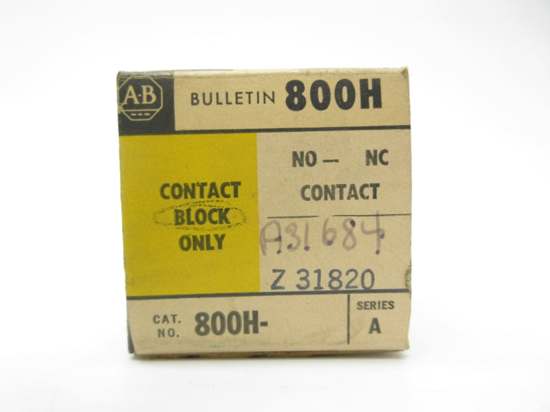 ALLEN BRADLEY 800H-Z31820 SER. A 600VAC (BK/YL) NSMP