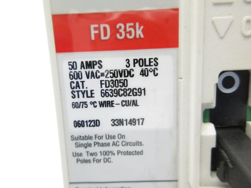 CUTLER HAMMER FD3050 600VAC 50A NSNP