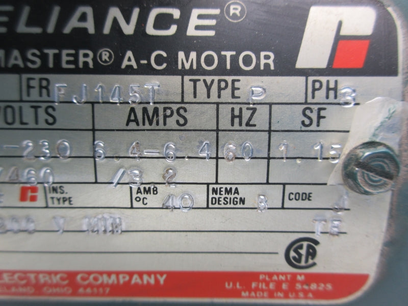 RELAINCE ELECTRIC P14H1401N-WR 208-230/460V 6.4-6.4/3.2A UNMP