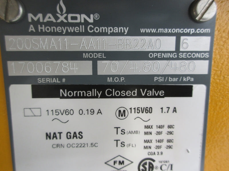 MAXON 200SMA11-AA11-BB22A0 115V 1.7A 4.80PSI NSNP