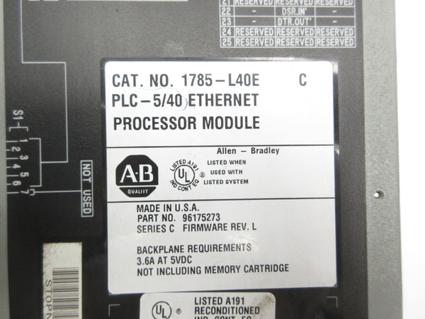 ALLEN BRADLEY 1785-L40E SER. C F/W L (NO KEY) UNMP