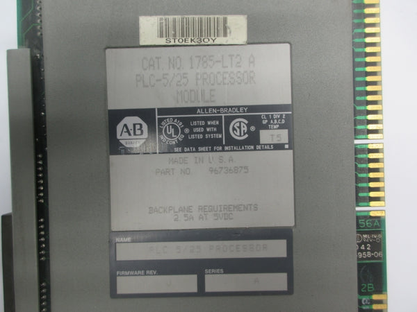 ALLEN BRADLEY 1785-LT2 SER. A F/W J 5VDC 2.5A (NO KEY) UNMP