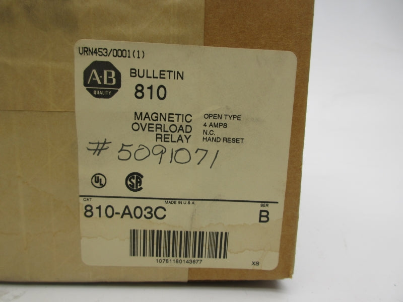 ALLEN BRADLEY 810-A03C SER. B 600V 4A (BR/WH) NSMP