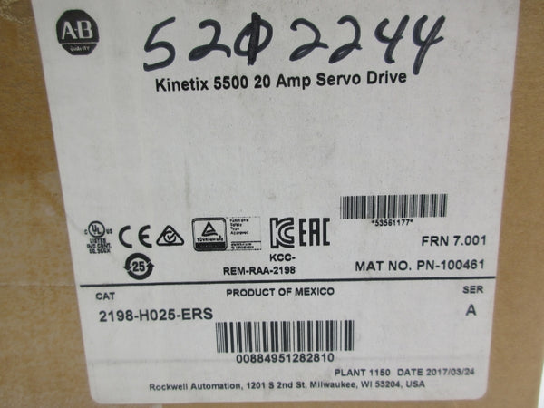 ALLEN BRADLEY 2198-H025-ERS SER. A F/W 7.001 195-264/324-528VAC NSMP