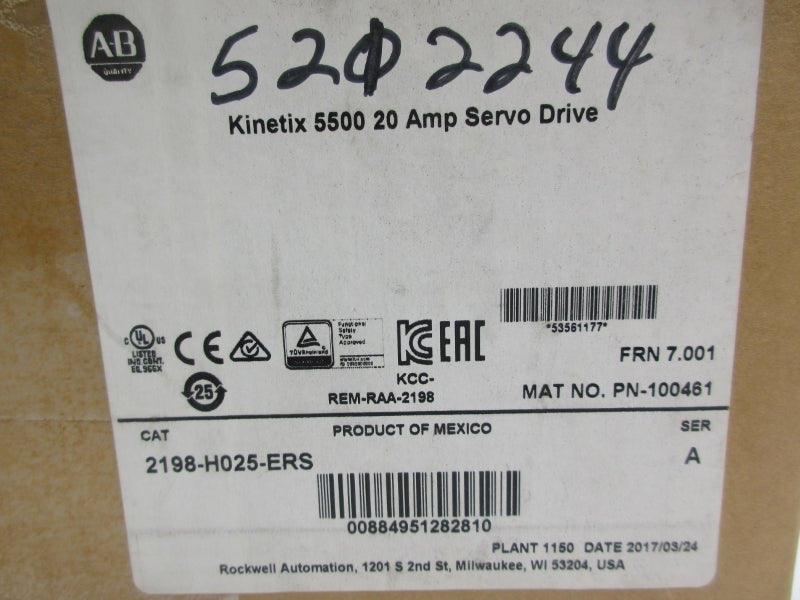 ALLEN BRADLEY 2198-H025-ERS SER. A F/W 7.001 195-264/324-528VAC NSMP