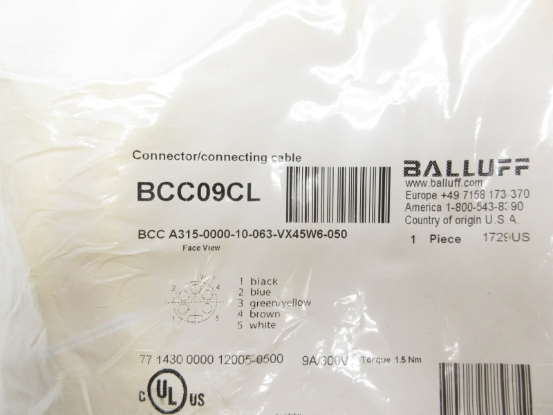 BALLUFF BCCA315-0000-10-063-VX45W6-050 BCC09CL 300V 9A NSMP