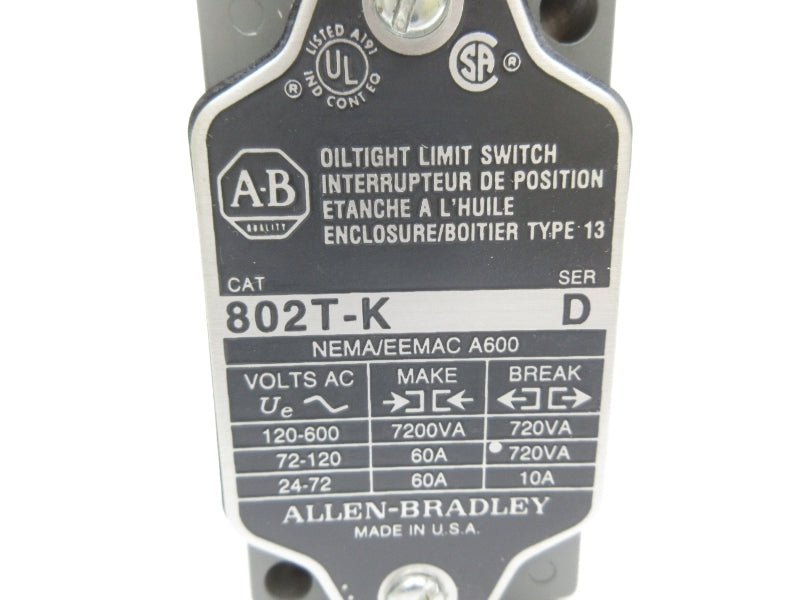 ALLEN BRADLEY 802T-K SER. D 120-600VAC 60A NSNP
