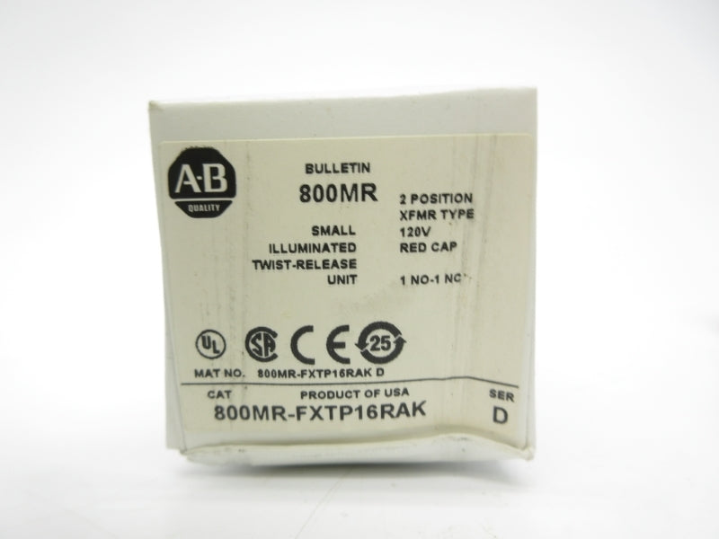 ALLEN BRADLEY 800MR-FXTP16RAK SER. D 120V (WH) NSMP