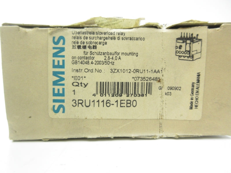 SIEMENS 3RU1116-1EB0 2.8-4.0A NSMP