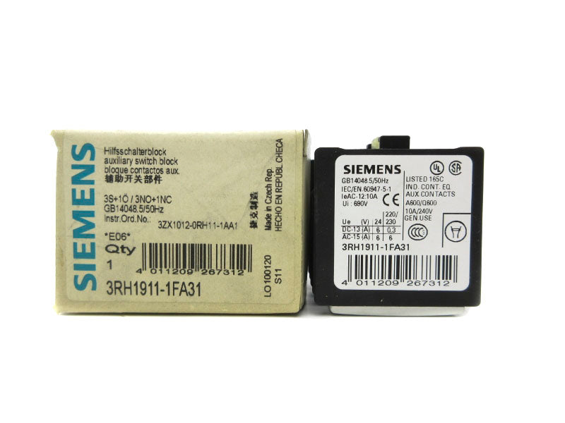 SIEMENS 3RH1911-1FA31 240V 10A NSMP