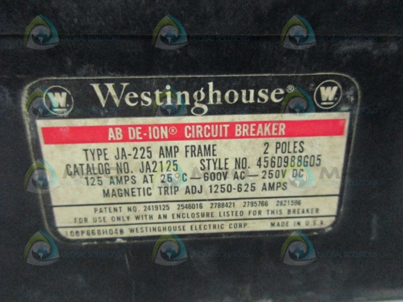 WESTINGHOUSE JA2125 CIRCUIT BREAKER  UNMP