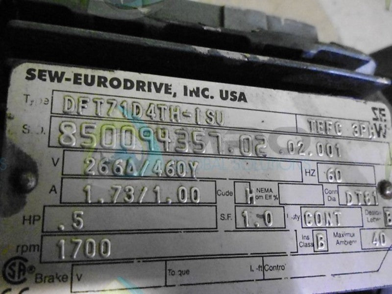 SEW-EURODRIVE DFT71D4TH-ISU MOTOR  NSNP