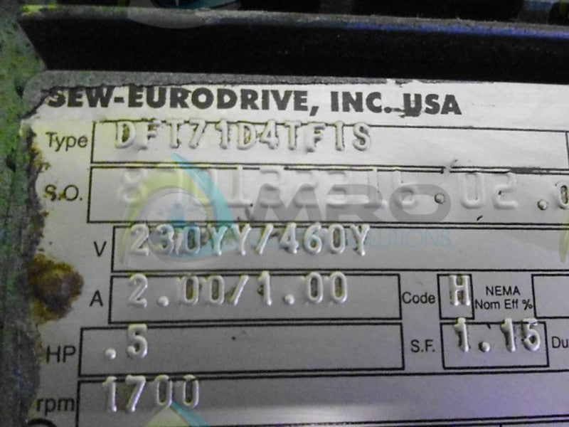 SEW-EURODRIVE DFT71D4TFIS MOTOR .5 HP 1700 RPM  NSNP