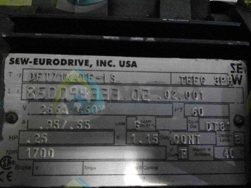 SEW-EURODRIVE DFT71K4TF-IS MOTOR .25 HP 1700 RPM  NSNP
