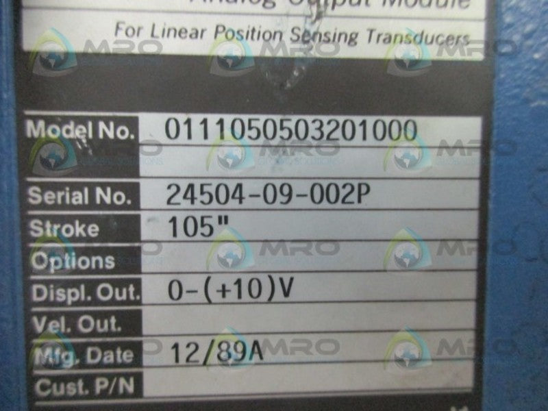 TEMPOSONICS 0111050503201000 ELECTRIC BOX 105"  UNMP