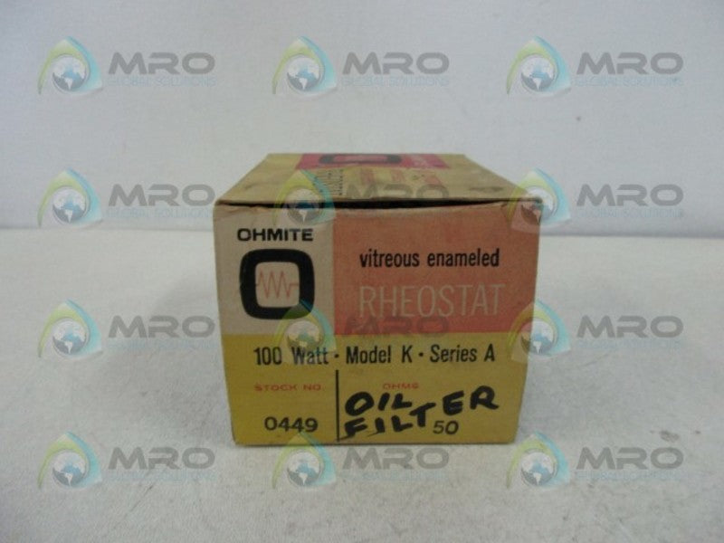 OHMITE 0449 MODEL K RHEOSTAT POTENTIOMETER (IN BOX)  UNMP