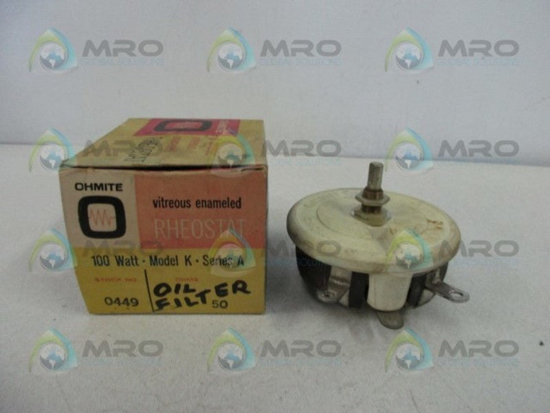 OHMITE 0449 MODEL K RHEOSTAT POTENTIOMETER (IN BOX)  UNMP