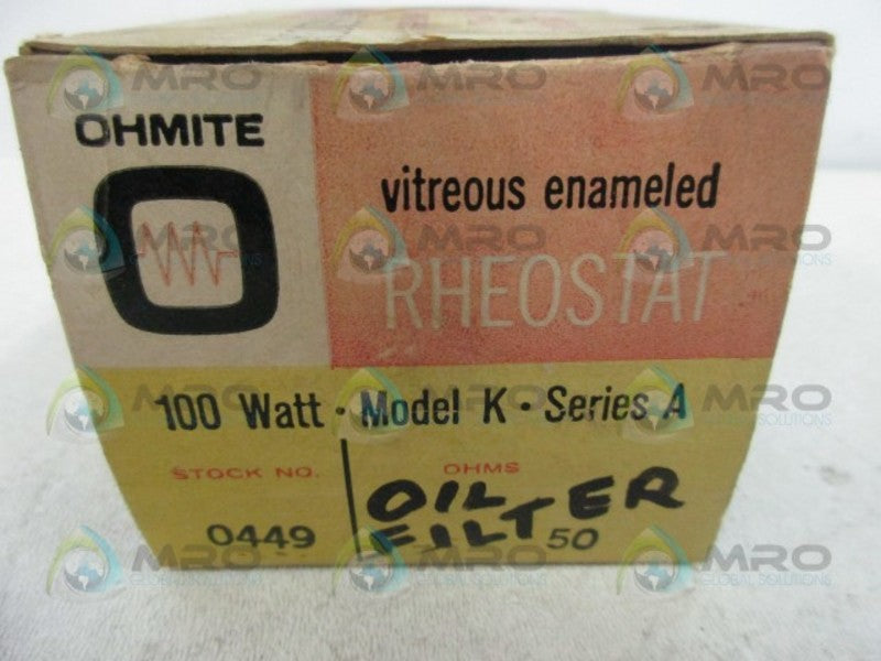 OHMITE 0449 MODEL K RHEOSTAT POTENTIOMETER (IN BOX)  UNMP