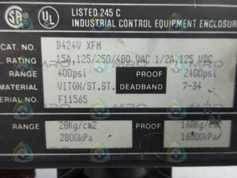 ASHCROFT B424VXFM 400PSI  UNMP