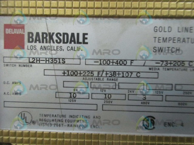 BARKSDALE L2H-H351S TEMPERATURE SWITCH  UNMP