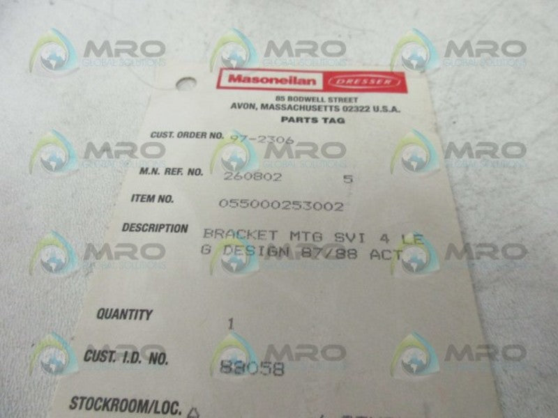 MASONEILAN 055000253002 MOUNTING BRACKET W/O HARDWARE  NSNP