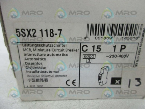 SIEMENS 5SX2-118-7 CIRCUIT BREAKER 15A 230/400V  NSMP