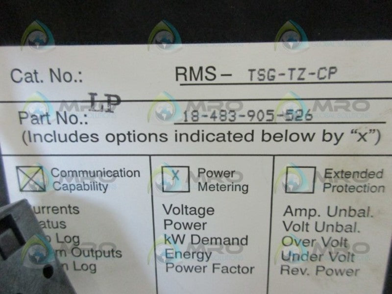 SIEMENS RMS-TSG-TZ-CP STATIC TRIP III  UNMP