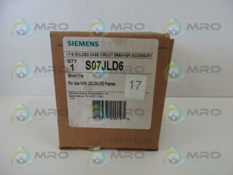 SIEMENS S07JLD6 VDC SHUNT TRIP  NSMP